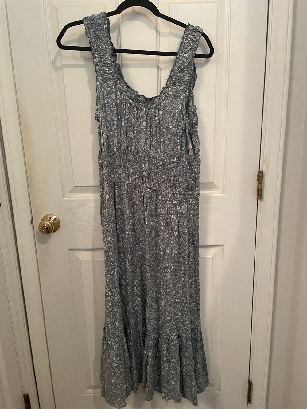 Patrons of Peace Blue Paisley Smocked Maxi Dress